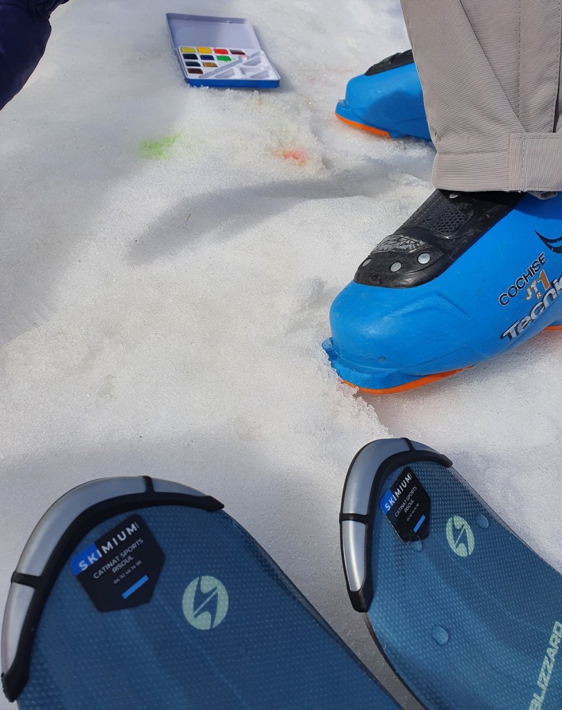 peinture aquarelle sur neige activité enfant