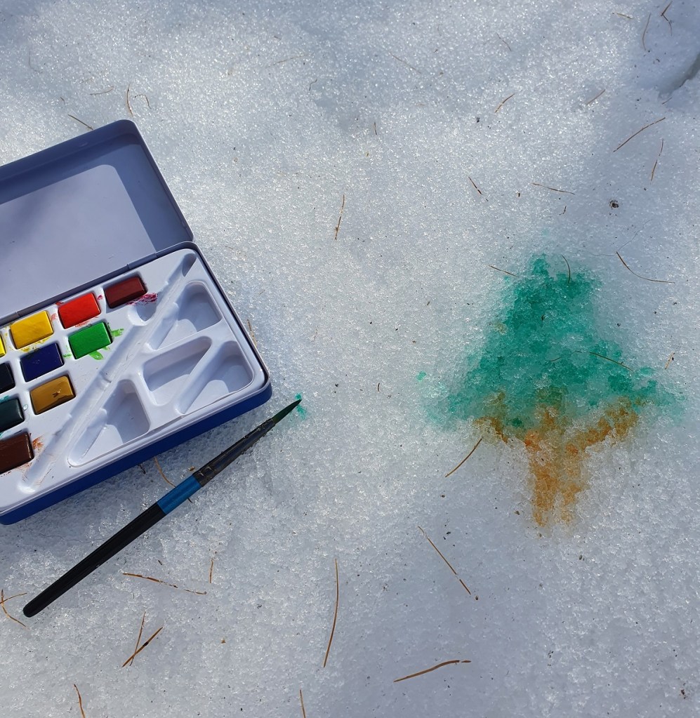 peinture aquarelle sur neige